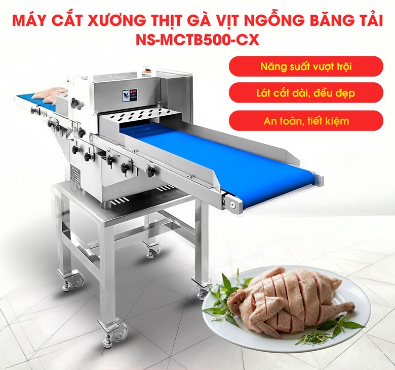Máy cắt xương thịt gà vịt ngỗng băng tải NS-MCTB500-CX chính hãng, giá tốt