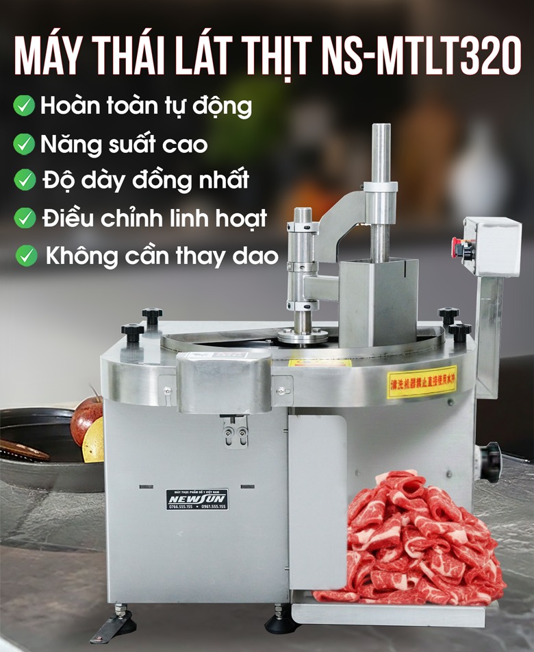 Máy thái thịt tự động NS-MTLT320 - Chuyên gia thái lát thịt sống, thịt chín, thịt se lạnh