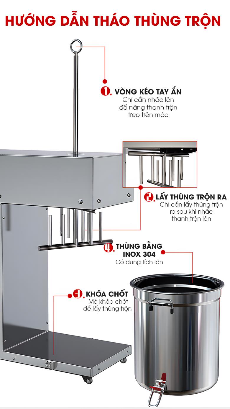 Hướng dẫn tháo thùng trộn