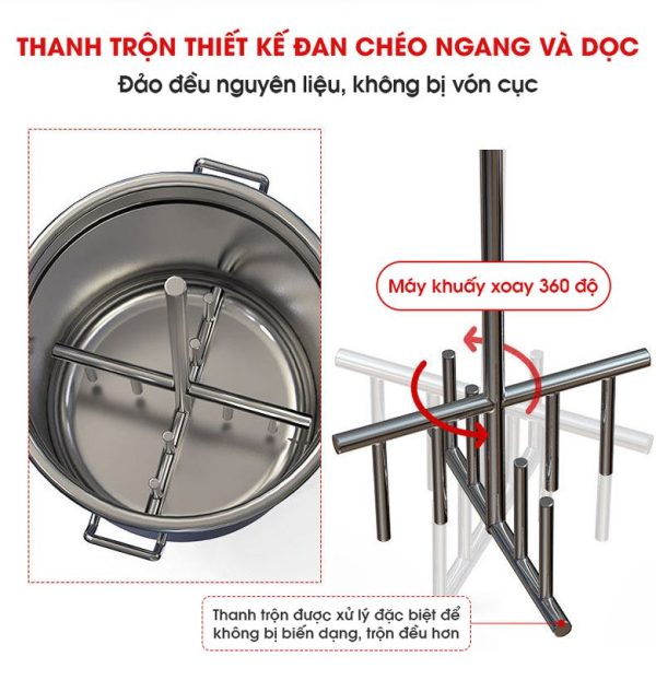 Thanh trộn thiết kế đan chéo ngang dọc, tối ưu hiệu quả trộn