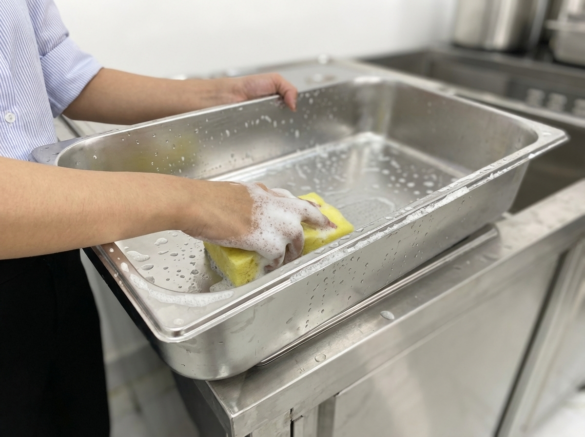 Vệ sinh khay đựng thức ăn hâm nóng