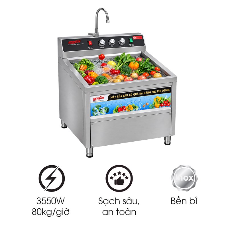 Máy rửa rau củ quả sục khí ozone NS-80 Inox 304