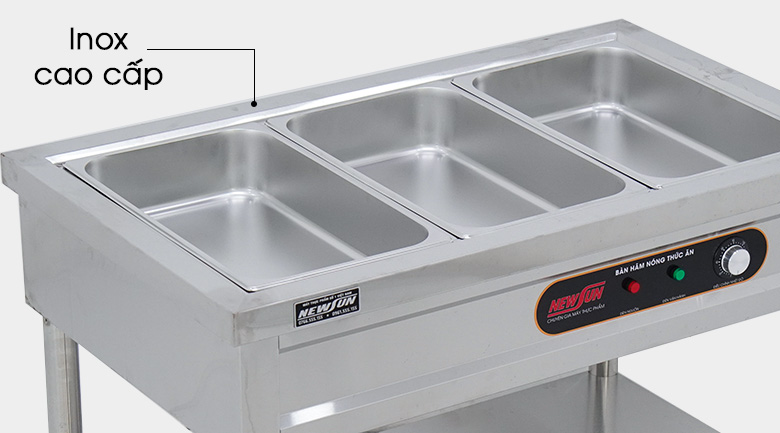 Lựa chọn bàn hâm nóng thức ăn có chất liệu inox cao cấp, dày dặn