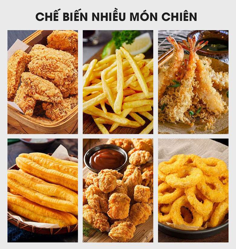 Chiên rán nhiều món ăn