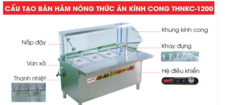 Cấu tạo tủ hâm nóng thức ăn 4 khay