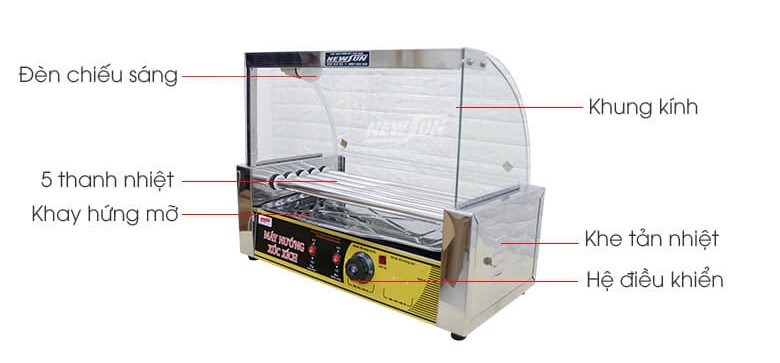 Các chi tiết cơ bản của máy nướng xúc xích
