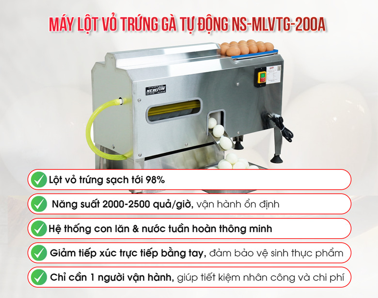 Lợi ích của việc sử dụng máy lột vỏ trứng gà tự động NEWSUN