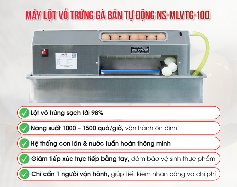 Lợi ích khi sử dụng máy lột vỏ trứng gà NEWSUN
