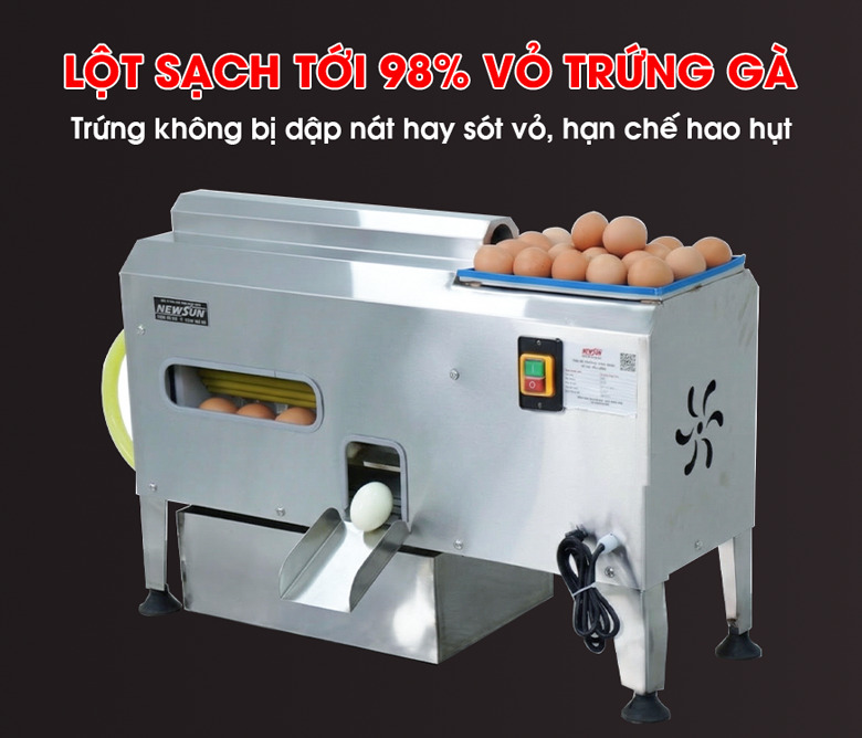Lột sạch vỏ trứng lên đến 98%