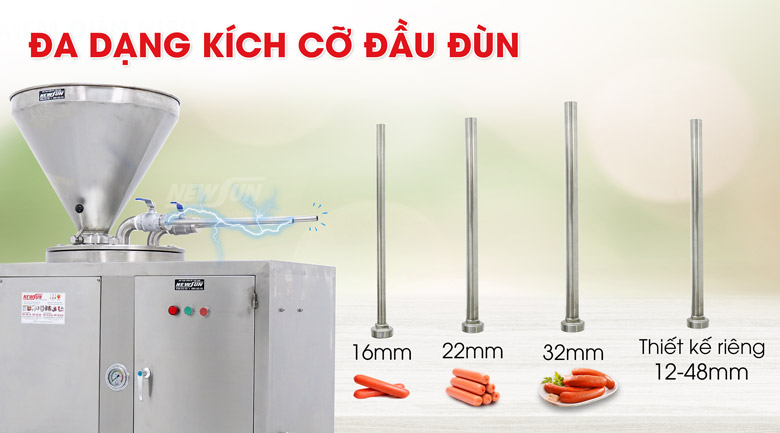 Đa dạng kích cỡ đầu đùn