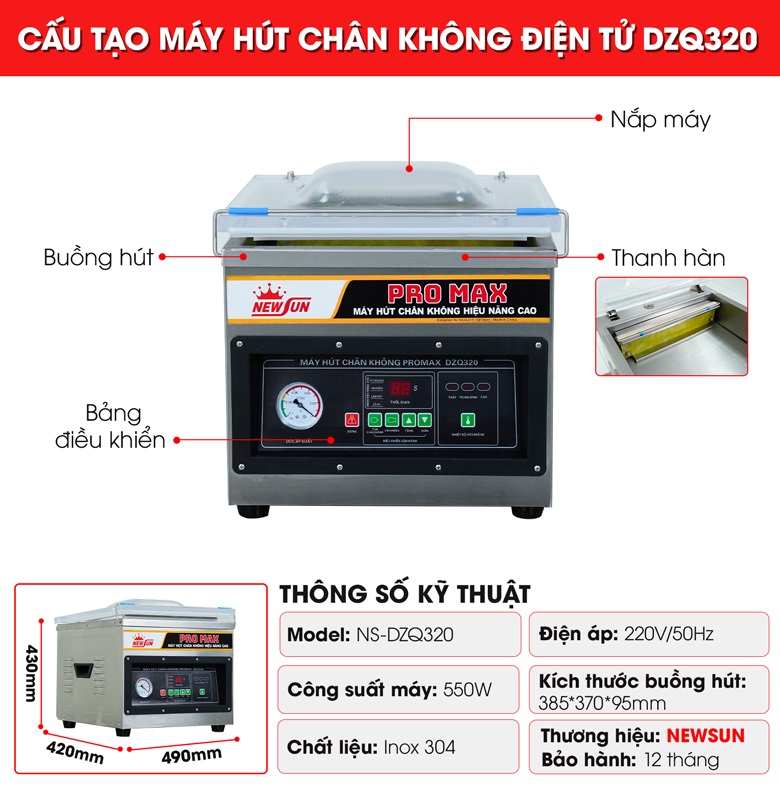 Cấu tạo của máy hút chân không điện tử DZQ320