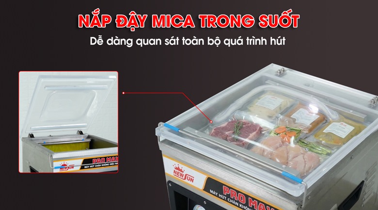 Nắp đậy mica trong suốt dễ dàng quan sát bên trong