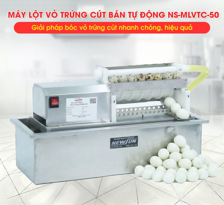 Máy lột vỏ trứng cút bán tự động NS-MLVTC-50