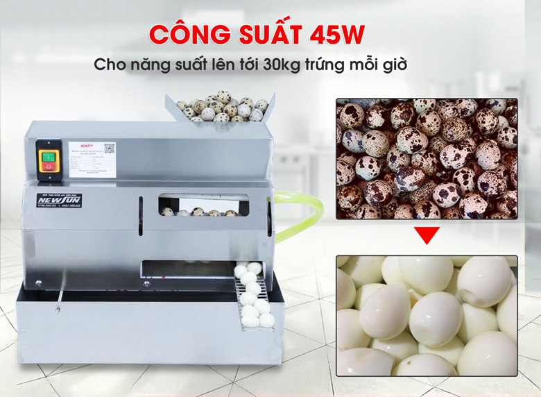 Lột nhanh, cho năng suất lên tới 30kg/giờ