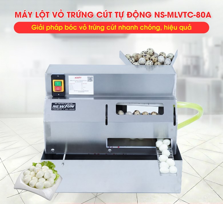 Máy lột vỏ trứng cút tự động NS-MLVTC-80A