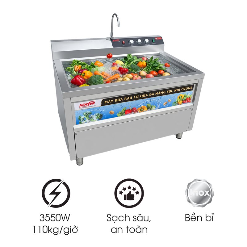 Máy rửa rau củ quả sục khí ozone NS-120 Inox 304
