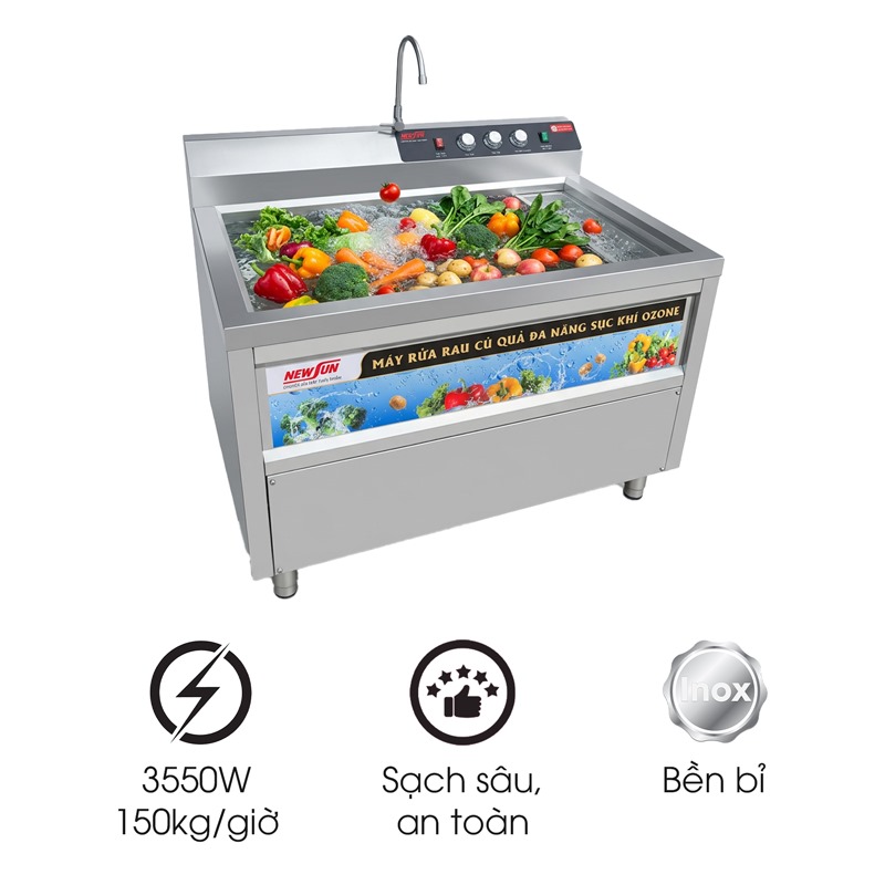 Máy rửa rau củ quả sục khí ozone NS-150 Inox 304