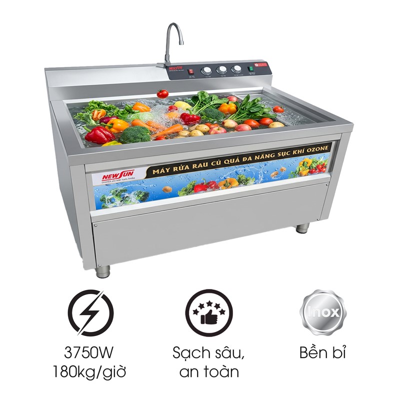 Máy rửa rau củ quả sục khí ozone NS-180 inox 304