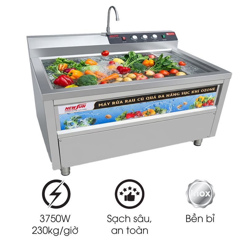 Máy rửa rau củ quả sục khí ozone NS-200 Inox 304