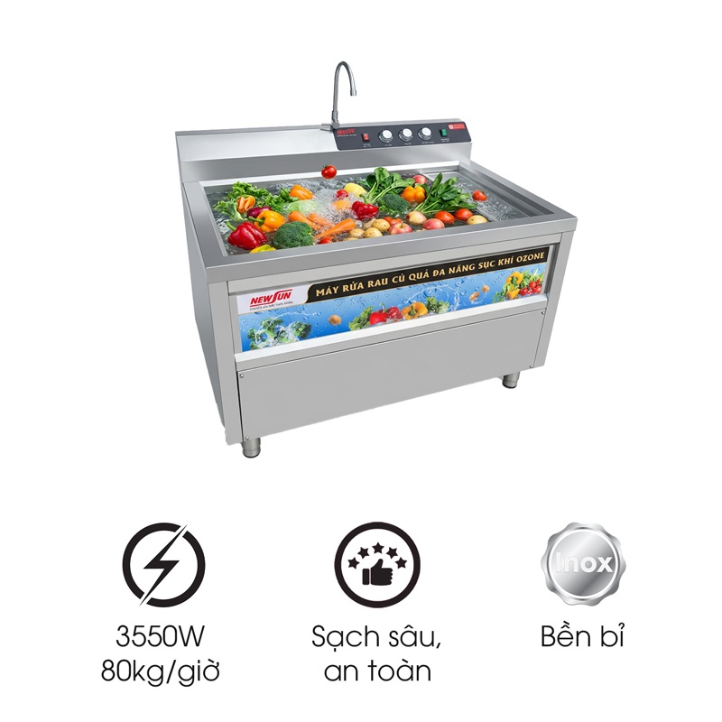 Máy rửa rau củ quả sục khí ozone NS-80 Inox 304
