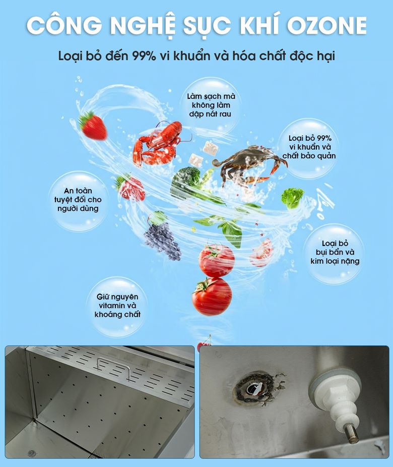 Công nghệ sục khí Ozone làm sạch sâu, an toàn vượt trội 