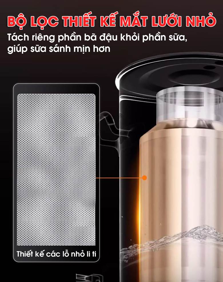 Giỏ lọc với mắt lưới nhỏ lọc sạch bã đậu