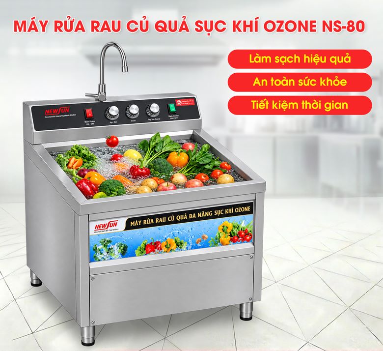 Máy rửa rau củ quả sục khí ozone NS-80