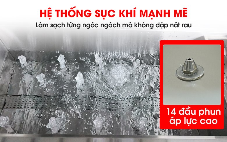 14 đầu phun cao áp dưới đáy bồn