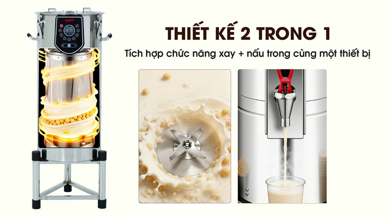 Thiết kế tối ưu có thể xay và nấu sữa đậu trong cùng một máy