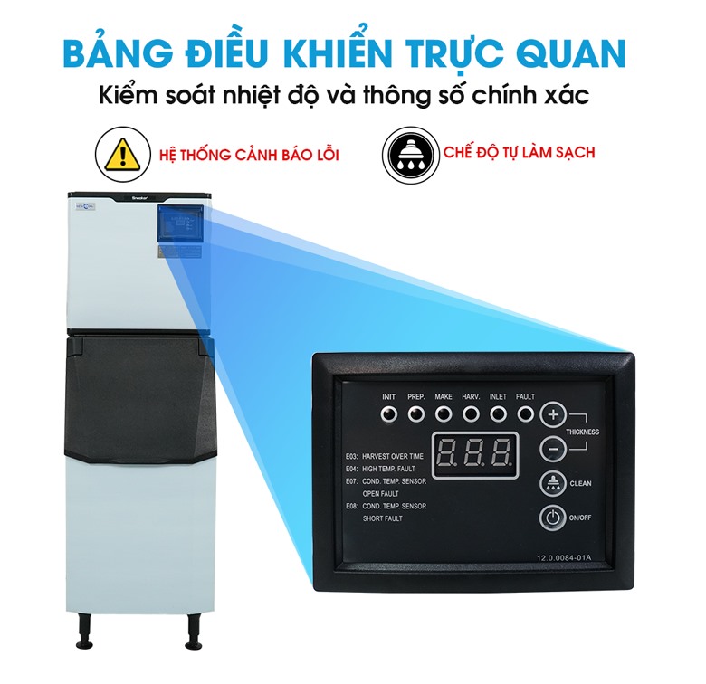 Bảng điều khiển dễ sử dụng, tích hợp cảnh báo thông minh và làm sạch tự động 