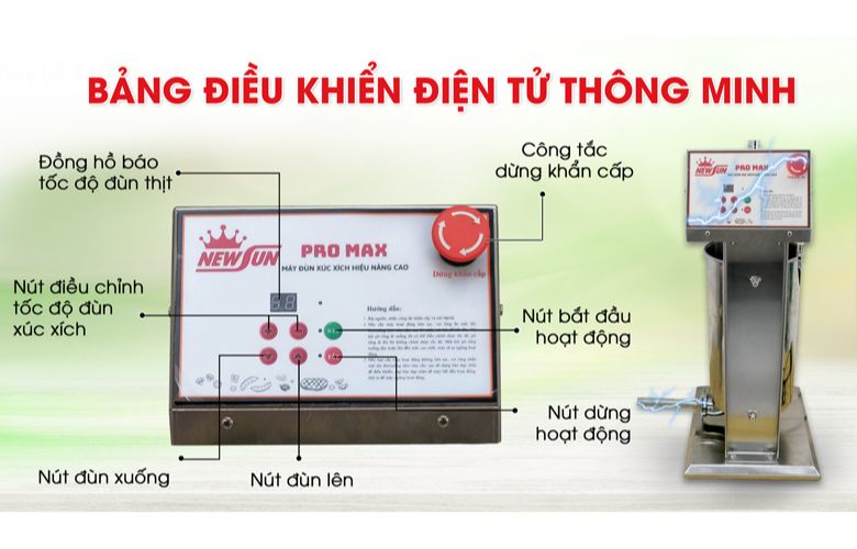 Máy đùn thịt xúc xích sở hữu bảng điều khiển điện tử thông minh