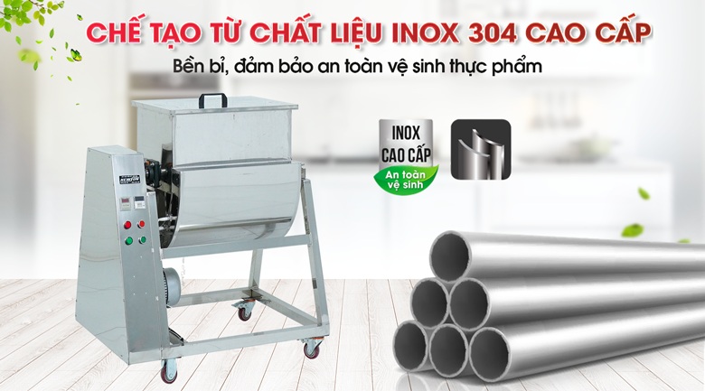 Máy rang chà bông 5kg đều được làm từ chất liệu inox 304 cao cấp