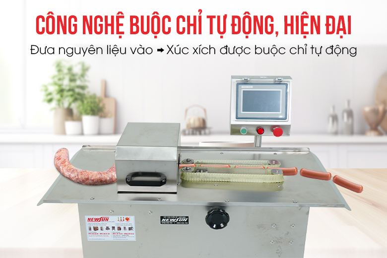 Máy buộc chỉ xúc xích công nghiệp, giúp buộc tự động - chính xác xúc xích