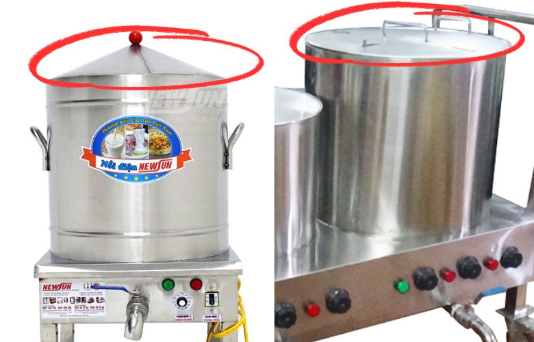 Nồi nấu xôi điện phân loại theo thiết kế nắp