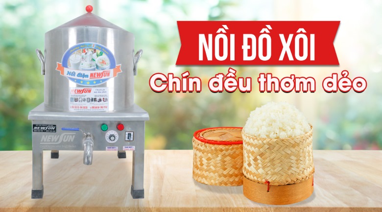 Cấu tạo và nguyên lý hoạt động của nồi nấu nấu xôi Newsun