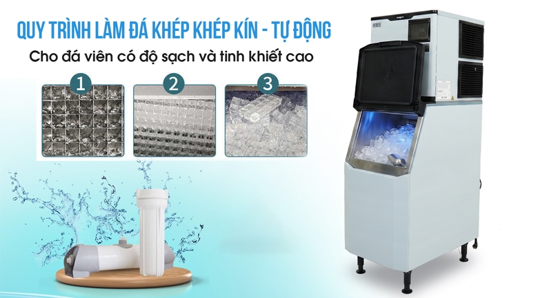 Làm đá viên theo quy trình khép kín, đảm bảo vệ sinh