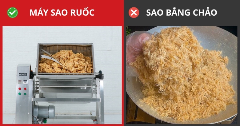 So sánh rang sao ruốc bằng máy và thủ công