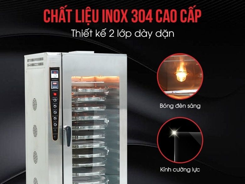 Nên lựa chọn máy có thiết kế thành tủ dày dặn với 2 lớp inox cách nhiệt