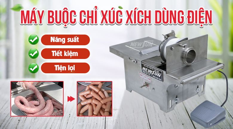 Máy buộc chỉ xúc xích dùng điện