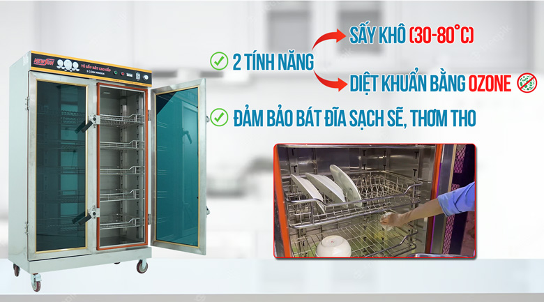 Nên chọn loại tủ sấy bát 2 cánh kết hợp công nghệ diệt khuẩn bằng ozone 