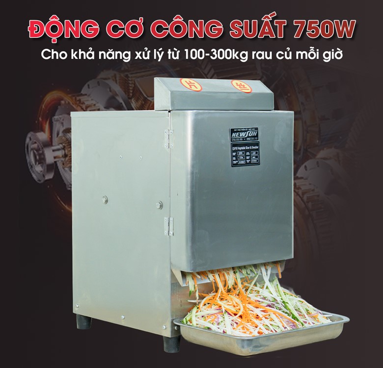 Động cơ công suất 750W, cho năng suất lên tới 300kg rau mỗi giờ