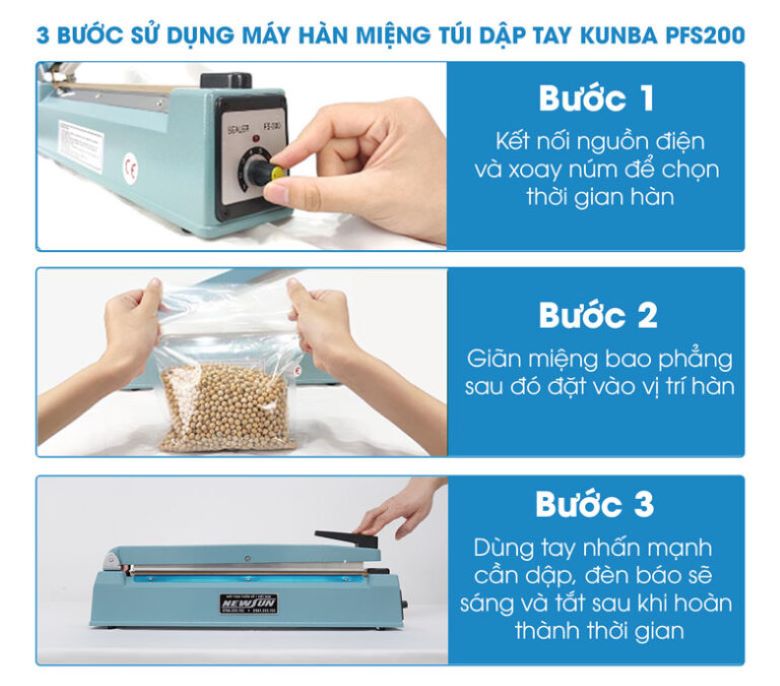Cách sử dụng máy hàn miệng túi dập tay