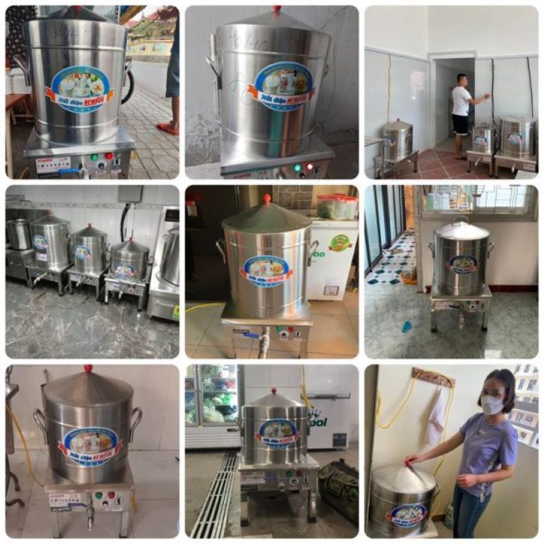 Hình ảnh khách hàng tin tưởng sử dụng nồi nấu xôi inox nhà NEWSUN 