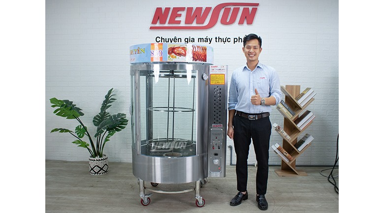Lò quay gà vịt 850 sử dụng than hoặc gas để quay 