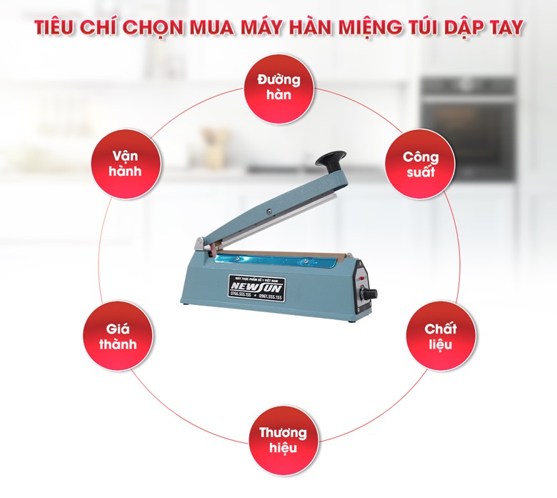 Những tiêu chí để chọn mua máy hàn miệng túi dập tay 