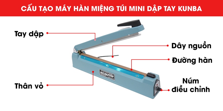 Cấu tạo của máy hàn miệng túi dập tay 