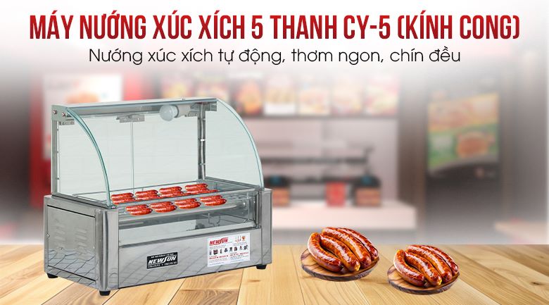 Máy nướng xúc xích 5 thanh loại kính cong