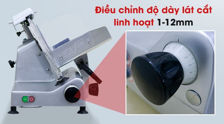 Máy ES300 có thể điều chỉnh độ dày lát cắt từ 1-12mm