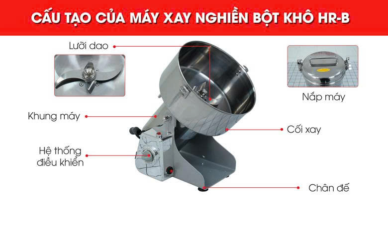 Cấu tạo chung của máy xay nghiền bột khô 
