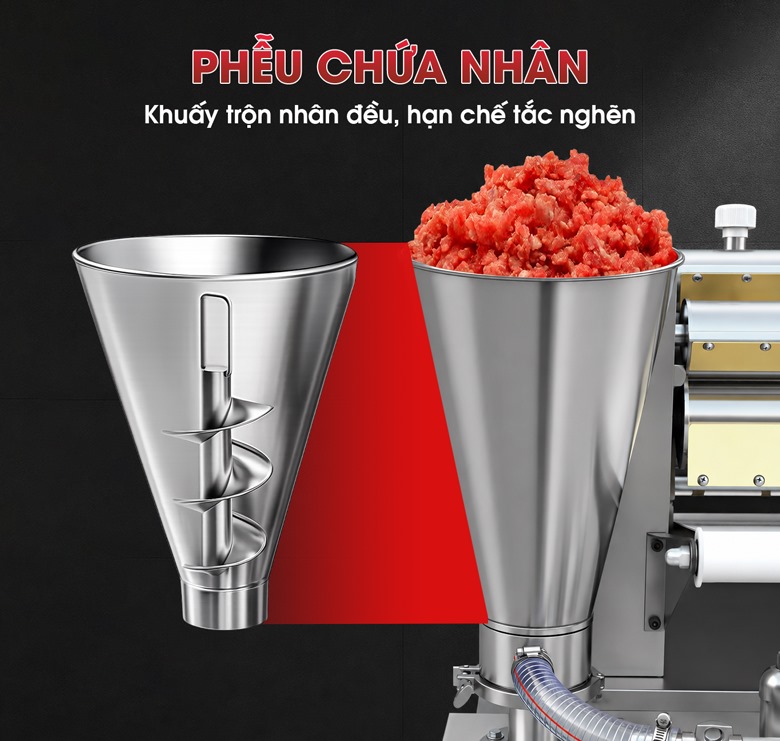 Phễu chứa nhân dung tích lớn, cấp nhân liên tục 